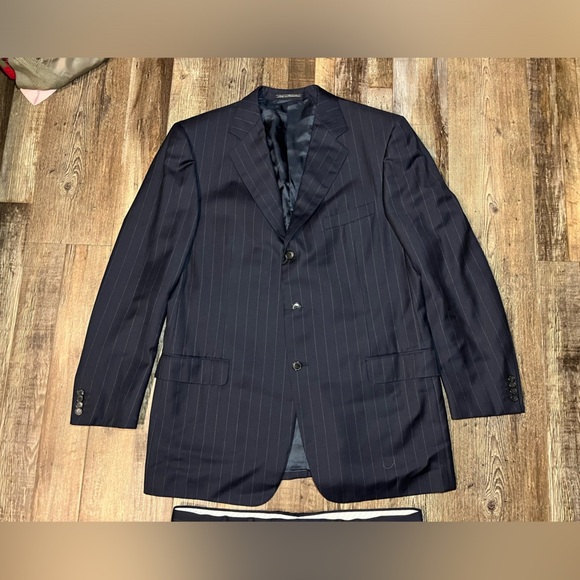 Ermenegildo Zegna Centoventimila Wool Suit in Navy Pinstripe Size 56 - Picture 3 of 13